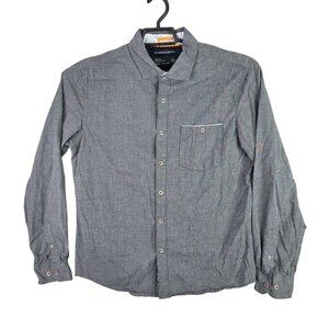 Mens Denim & Flower Slim Fit Gray Shirt Long Sleeve Button-Up 100% Cotton Size L